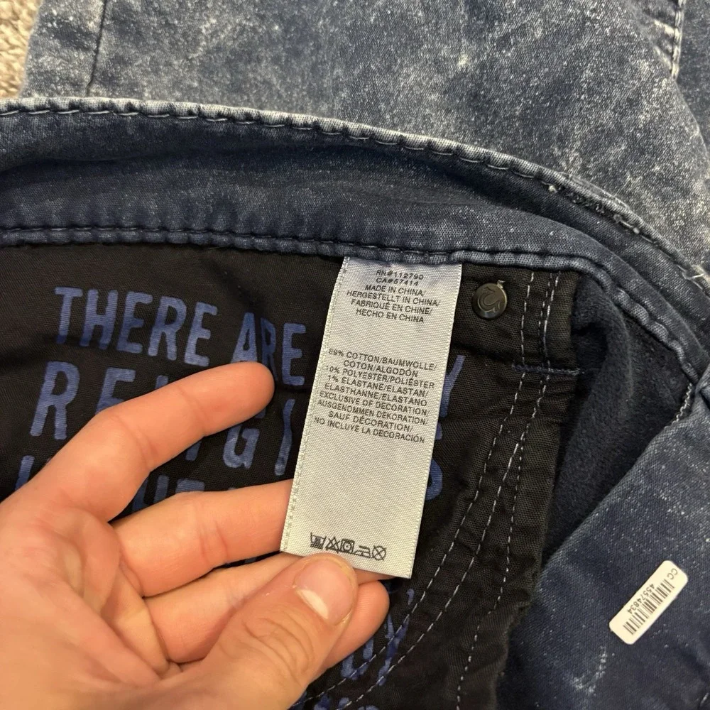 True Religion Ricky Jeans Y2K Relaxed Straight Wide Leg Acid Wash Stretch 42X33